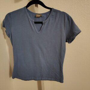 Rave Junior's Blue Top Size XL Stretch Cotton Spandex Vintage Y2K